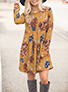 Women's Floral Mini Dress - Empire Waistline